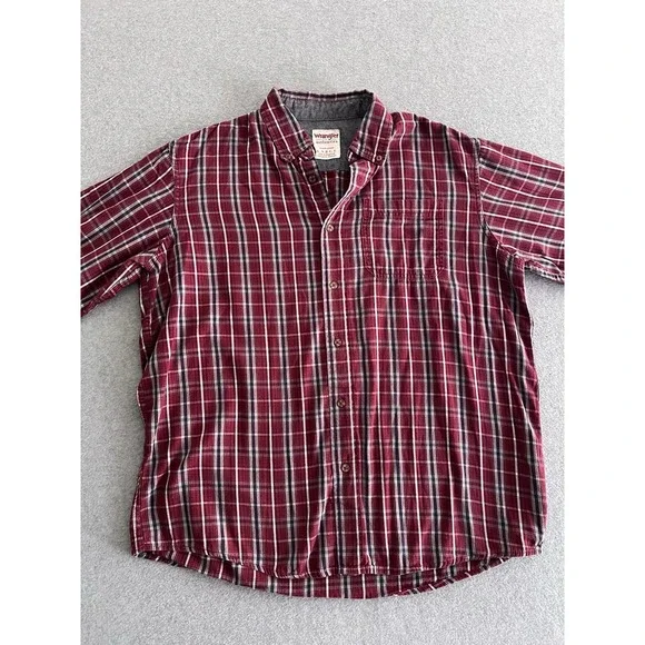 Wrangler Rugged Wear Check Plaid Button Down Shirt Sz Large Western Comfort Gorp - Picture 4 of 12